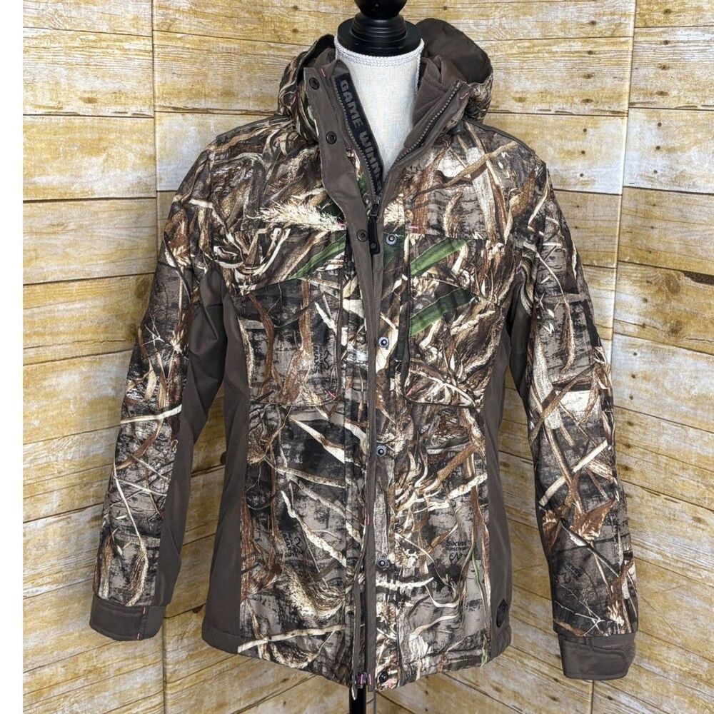 GAME WINNER WATER FOWL CAMO PRINT WARM WINTER HEAVY WEIGHT FITTED HUNTING JACKET